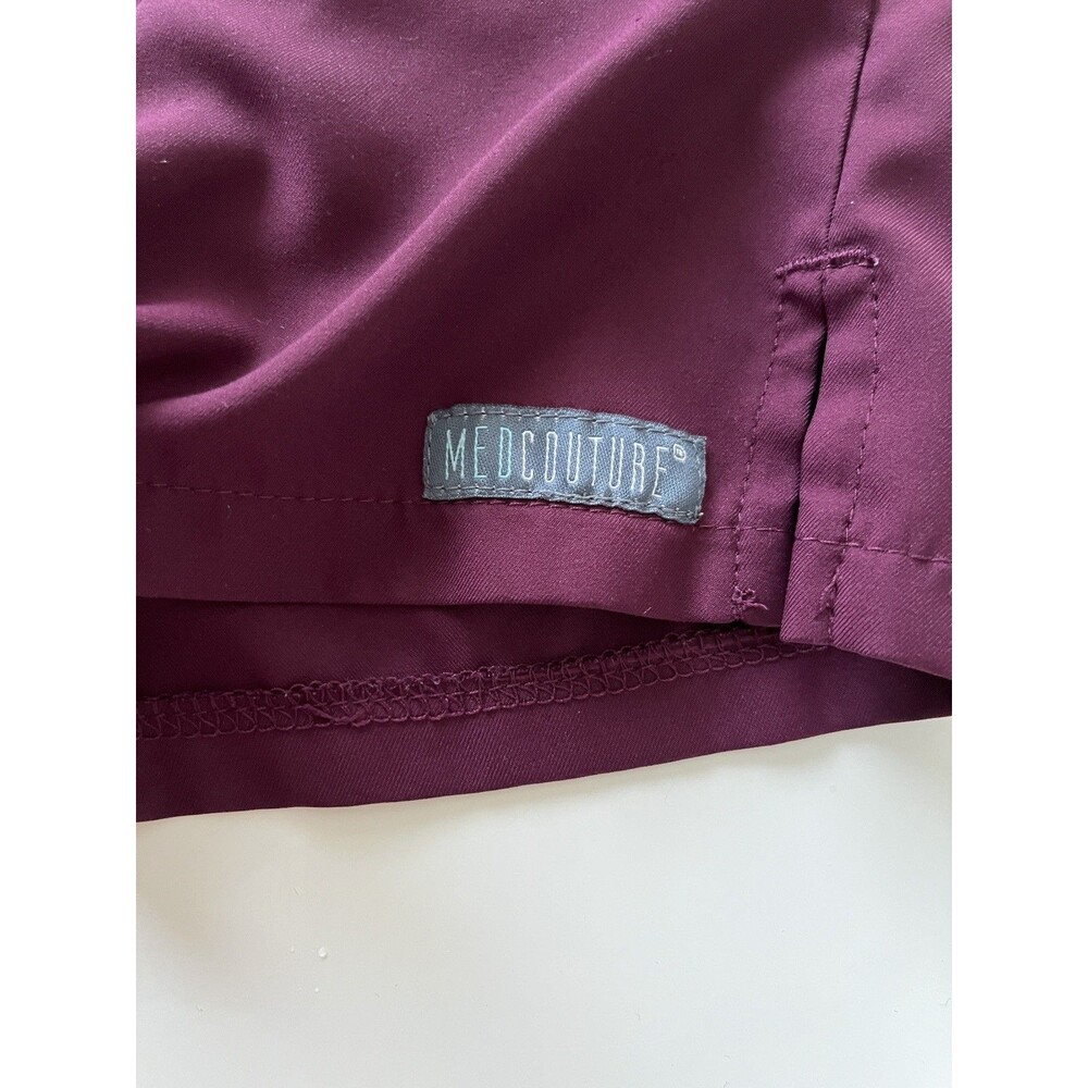 Lot of 2 Women’s Burgundy Wine Medcouture Insight Scrub Top Sz XL V-Neck Pocket - Picture 8 of 11